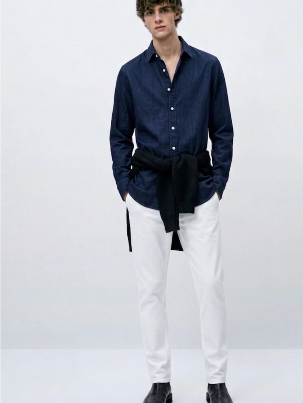 Massimo Dutti denim soft cotton Casual Button-Down Shirt
